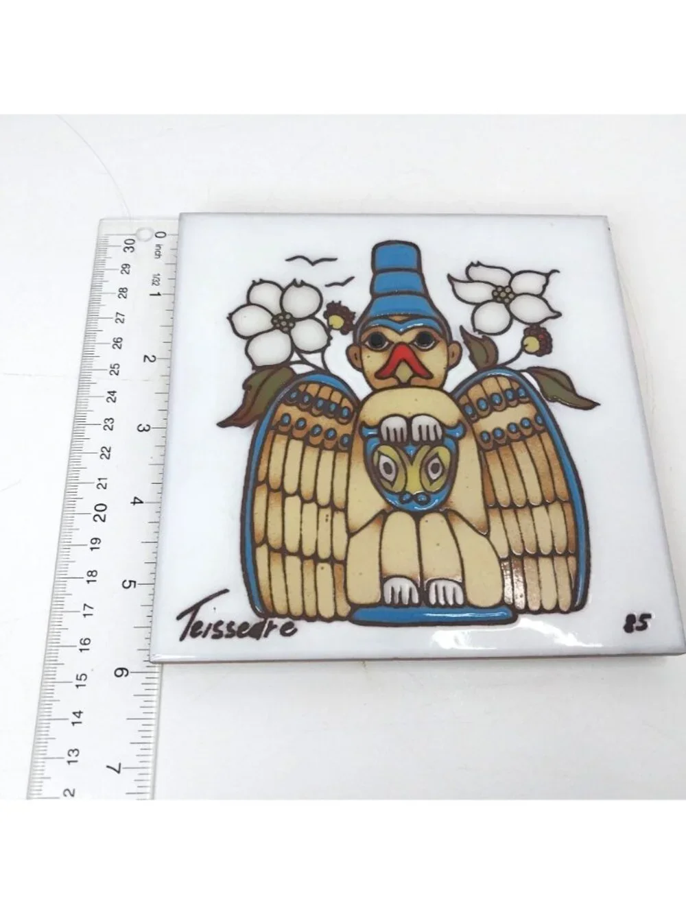 Teissedre Designs Southwestern Native American Ceramic Tile Trivet Aztec Bird